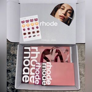 Rhode gift bag set of 6 , stickers sheet, & shipping box